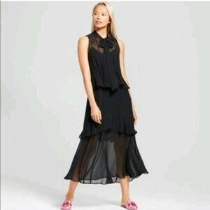 Sleeveless Tiered Ruffle Midi Dress - Who What Wear - Large